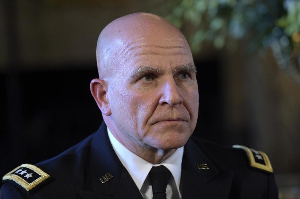 Army Lt. Gen. H.R. McMaster listens as President Donald Trump makes the announcement at Trump's Mar-a-Lago estate in Palm Beach, Fla., Monday, Feb. 20, 2017, that McMaster will be the new national security adviser. (AP Photo/Susan Walsh)