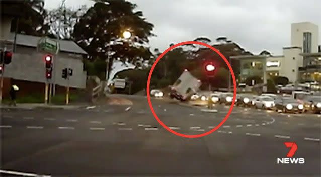 Shocking footage shows the moment Nisan loses control on a corner. Source: 7 News