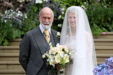 Lady Gabriella Windsor with her father Prince Michael of Kent arrive for her wedding to Thomas Kingston at St George's Chapel in Windsor Castle, near London, Britain May 18, 2019. Chris Jackson/Pool via REUTERS