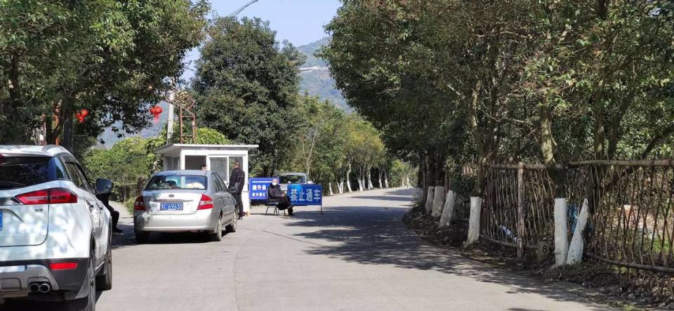 A road checkpoint in Wenzhou, Zhejiang Province, China, on Jan. 31, 2020.