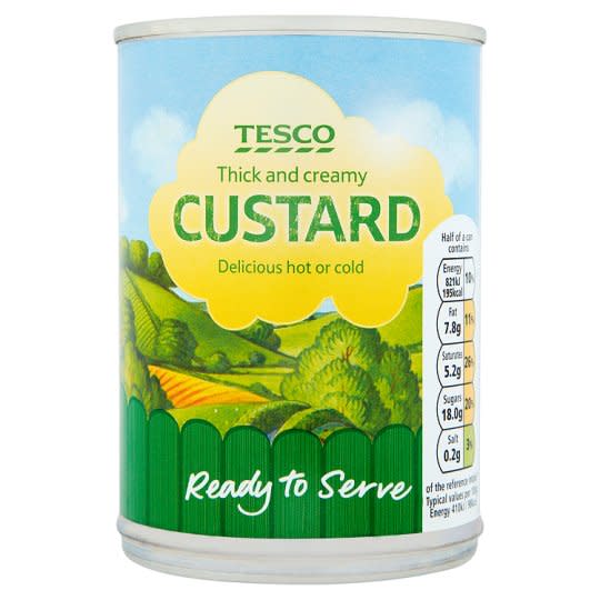 Tesco custard costs 39 for a 400g tub (Tesco)