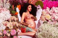 <p><strong>Name: </strong></p><p>Kulture Kiari Cephus</p><p>The couple announced the birth of their first child on Wednesday 11 July 2019, with a beautiful picture of pregnant Cardi along with the <a href="https://www.instagram.com/p/BlGE833BJzK/?taken-by=iamcardib" rel="nofollow noopener" target="_blank" data-ylk="slk:caption;elm:context_link;itc:0;sec:content-canvas" class="link ">caption</a>: 'Kulture Kiari Cephus 07/10/18🎀🌸 <span class="redactor-unlink">@offsetyrn'</span></p>