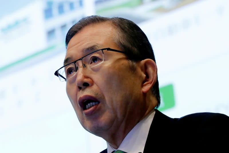 FILE PHOTO: Nidec Corp' s CEO Shigenobu Nagamori speaks at an earnings results news conference in Tokyo