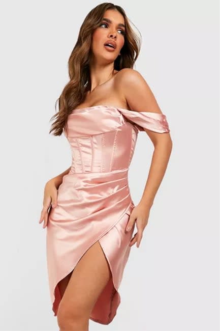 boohoo pink dress
