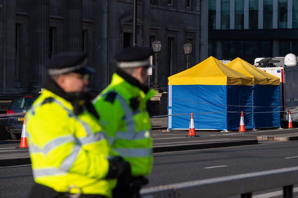 The scene outside Fishmonger’s Hall, on London Bridge, following the London Bridge terrorist attack (PA Wire)