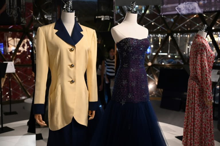 A collection of dresses, shoes and handbags worn by Princess Diana is part of a 12-day exhibit at a Hong Kong mall ahead of a June auction (Peter PARKS)