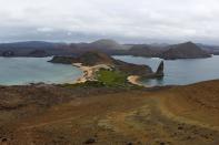 The view from the top of Bartolome Island in Galapagos August 23, 2013. Picture taken August 23, 2013. (REUTERS/Jorge Silva)