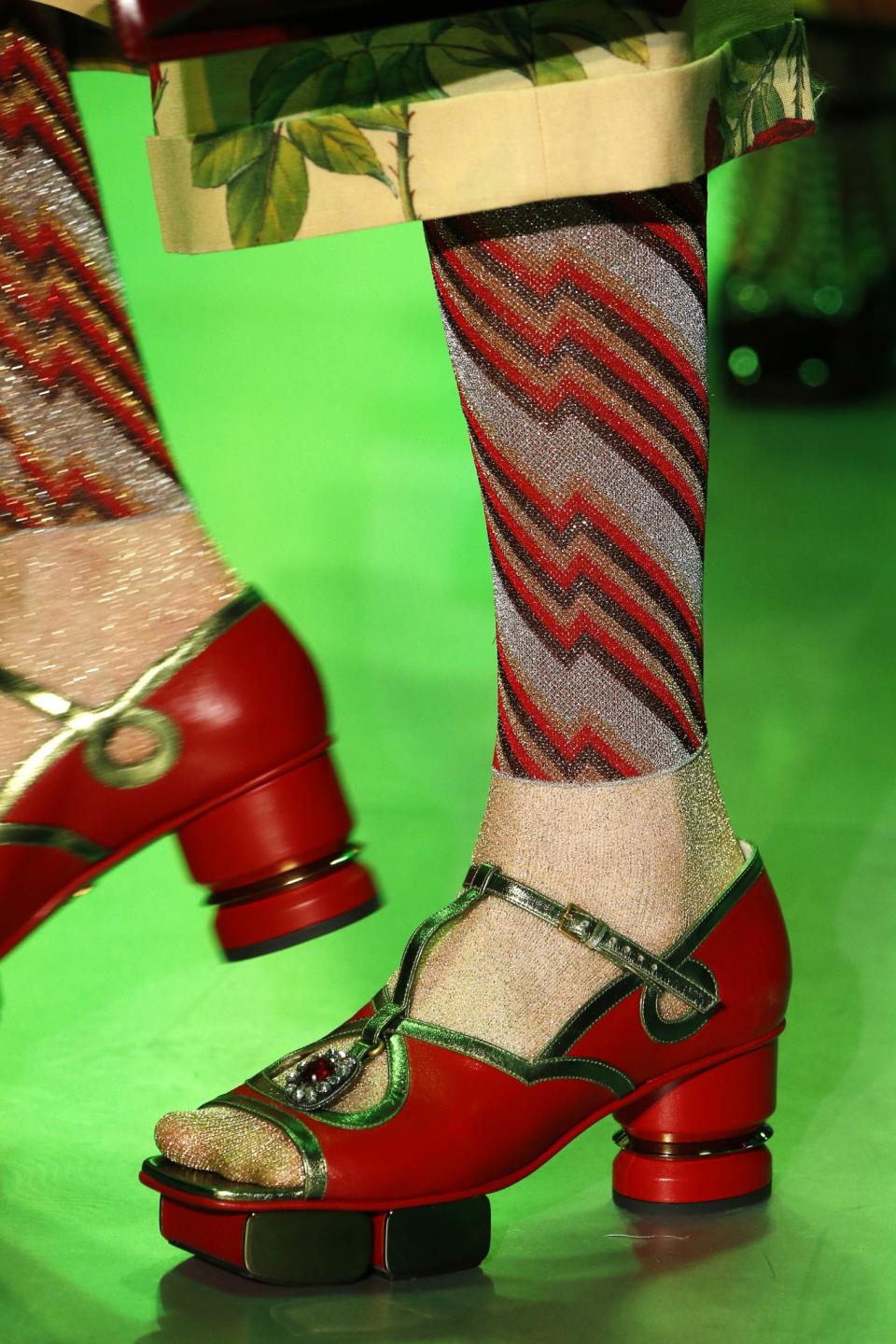 Red and Green Sculptural Heels, Gucci Fall/Winter 2017