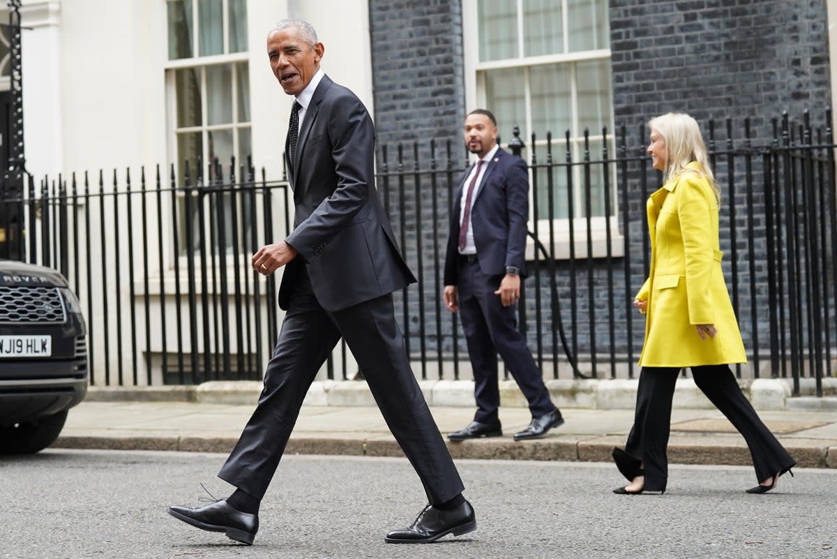 Former US president Barack Obama leaves following a meeting at 10 Downing Street, London (PA Wire)