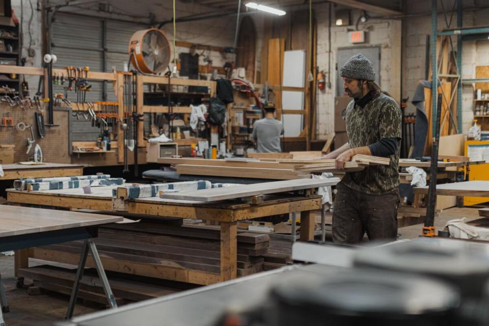 Craftsman at the Philadelphia Table Co. factory