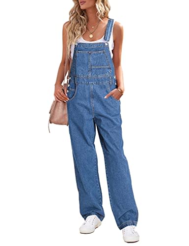 luvamia Women's Jumpsuit Denim Overalls for Women Loose Overalls for Women Womens Blue Denim Overalls Classic Blue Size Small Fits Size 4 / Size 6