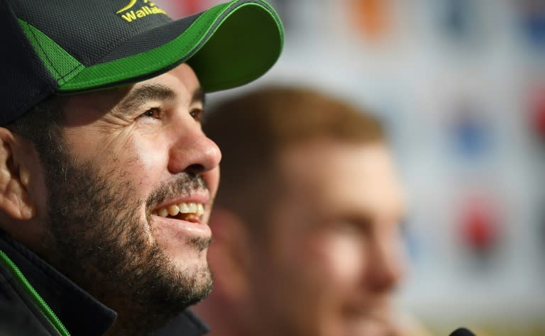 Australia coach Michael Cheika gives a press conference at the Stade de France on November 18, 2016