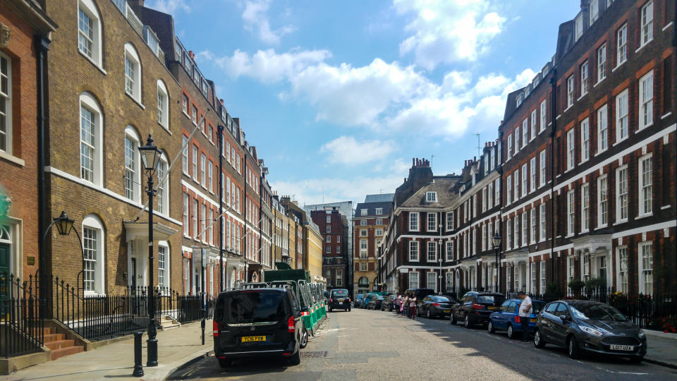 Platinum Jubilee London, UK - 8 July, 2018: Affluent street Queen Anne's Gate 