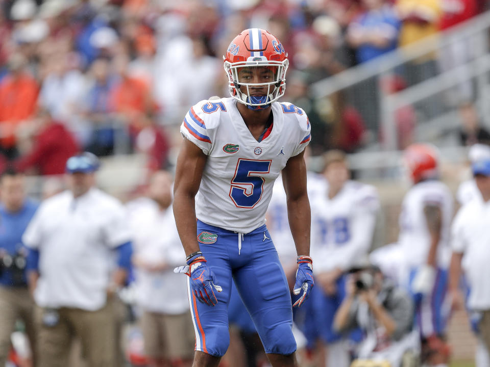 TALLAHASSEE, FL - NOVEMBER 24: Cornerback CJ Henderson #5 of the Florida Gators in action during the game against the Florida State Seminoles at Doak Campbell Stadium on Bobby Bowden Field on November 24, 2018 in Tallahassee, Florida. The #11 Ranked Florida Gators defeated the Florida State Seminoles 41 to 14. (Photo by Don Juan Moore/Getty Images)