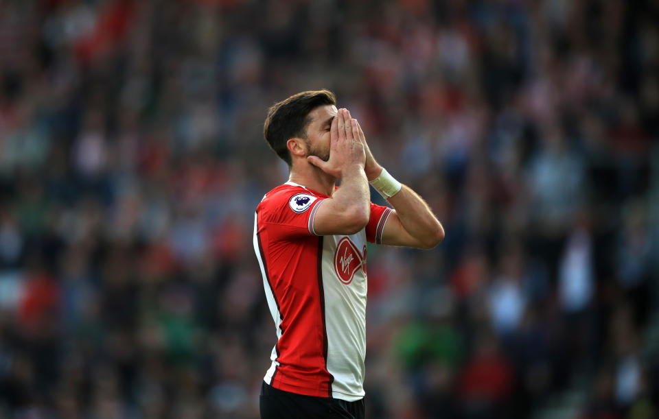 Shane Long bemoans a missed chance against Newcastle