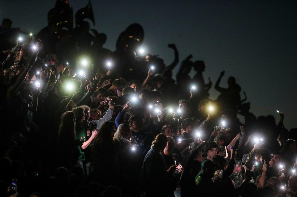 The field lights went out as South Oldham played against Atherton in Friday night football at South Oldham High School. Sept. 30, 2022