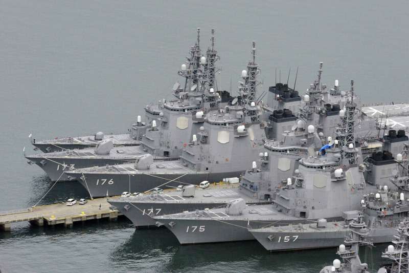 日本海上自衛隊的神盾艦：妙高號（DDG-175）、愛宕號（DDG-177）、鳥海號（DDG-176）、金剛號（DDG-173）。（美聯社）