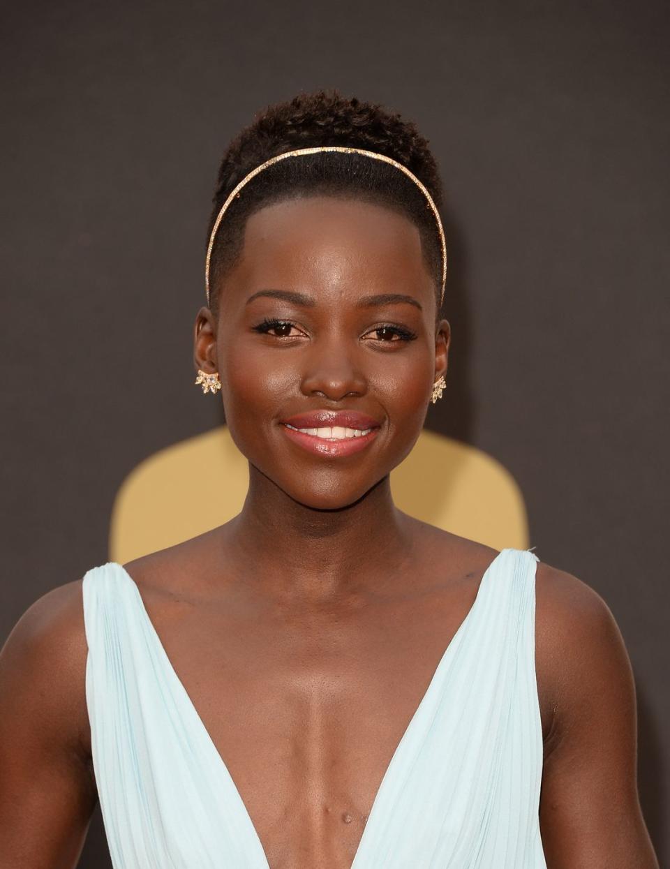 <p>Adding a thin headband like actress <strong>Lupita Nyong'o</strong><span class="redactor-invisible-space"> did </span>breaks up your look and makes your hair appear thicker. Plus, it's a glamorous touch.</p>