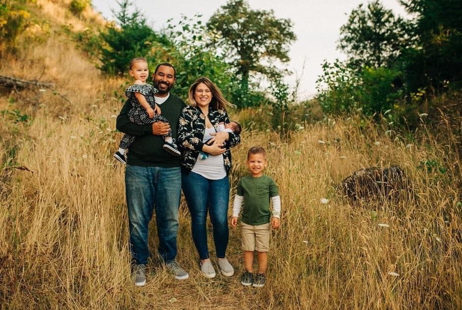 The Gibson family in a photo taken three weeks before an Oregon wildfire prompted them to evacuate