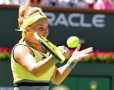 Mar 19, 2017; Indian Wells, CA, USA; Svetlana Kuznetsova (RUS) during her match against Elena Vesnina (not pictured) in the women's final in the BNP Paribas Open at the Indian Wells Tennis Garden. Vesnina won 6-7, 7-5, 6-4. Mandatory Credit: Jayne Kamin-Oncea-USA TODAY Sports