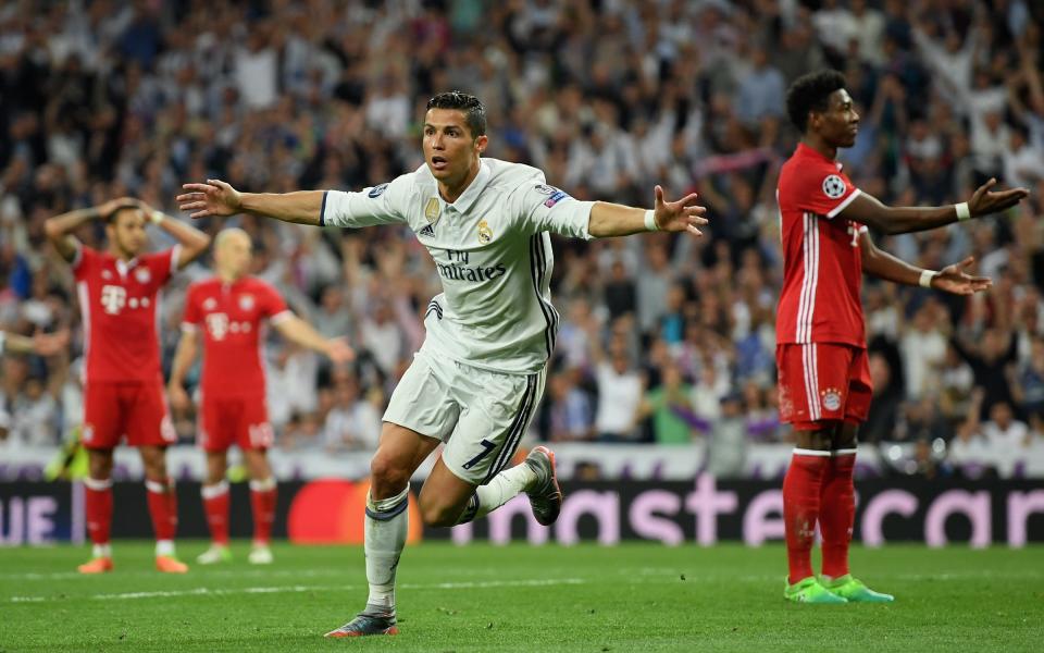Cristiano Ronaldo of Real Madrid celebrates scoring his sides second goal  - 2017 Getty Images