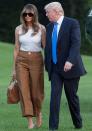 The First Lady was seen toting this AU$18K Hermès Birkin bag when arriving in Washington yesterday. She paired it with a Dolce and Gabbana tank, Bally culottes and Manolo Blahnik heels.