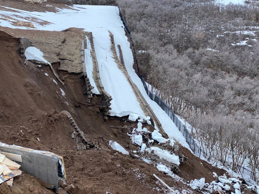 Two houses collapsed from sliding in Draper on Apr. 22, 2023.(Courtesy of Jason Middaugh)