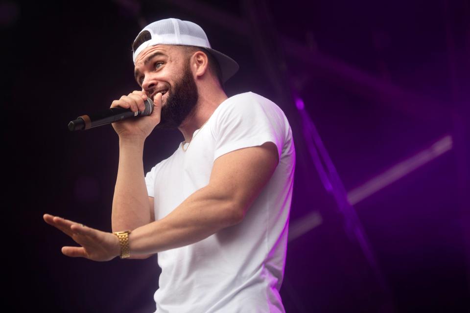  Dylan Scott performs at Broadway in Nashville, Tenn., Thursday, July 4, 2019.