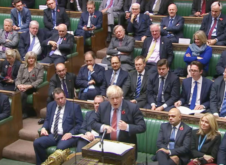 Prime Minister Boris Johnson speaking in the House of Commons, London.