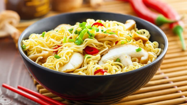 Mushroom ramen in bowl