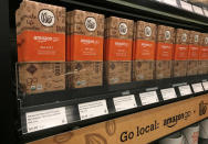 Amazon-branded chocolate bars are seen in the company's convenience store Amazon Go without checkout lines, in Seattle, Washington, U.S., January 18, 2018. Photo taken January 18, 2018. REUTERS/Jeffrey Dastin