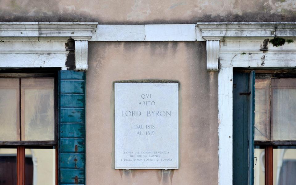 Byron's palace plaque at the Grand Canal, Venice