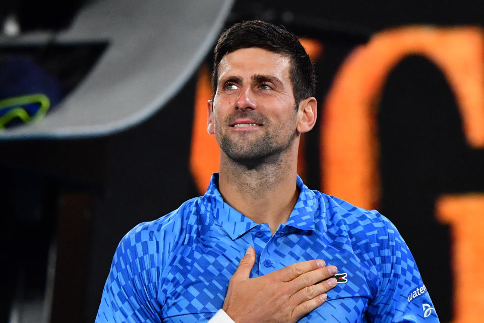 Novak Djokovic, pictured here after his win over Roberto Carballes Baena at the Australian Open.