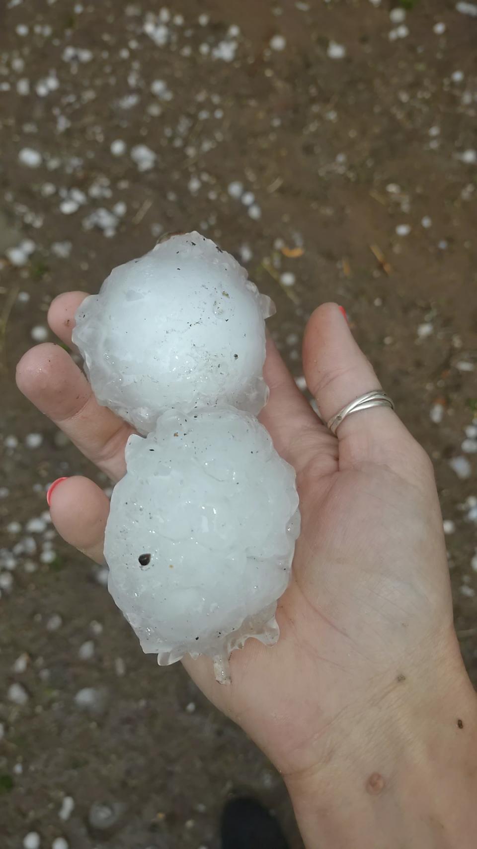 Hail photos from Emily Kemp in Russell Springs on April 25, 2024