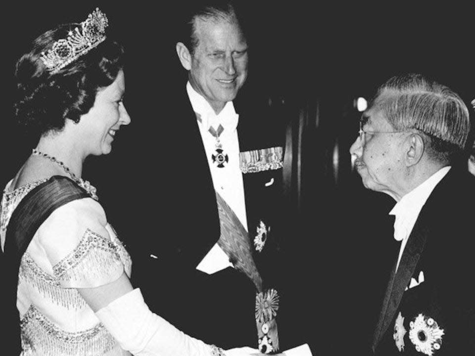 Queen Elizabeth II and Prince Philip with Emperor Hirohito of Japan