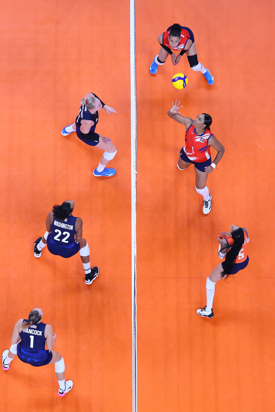 <p>Annerys Victoria Vargas Valdez #1 of Team Dominican Republic sets the ball against Team United States during the Women's Quarterfinals volleyball on day twelve of the Tokyo 2020 Olympic Games at Ariake Arena on August 04, 2021 in Tokyo, Japan. (Photo by Toru Hanai/Getty Images)</p> 