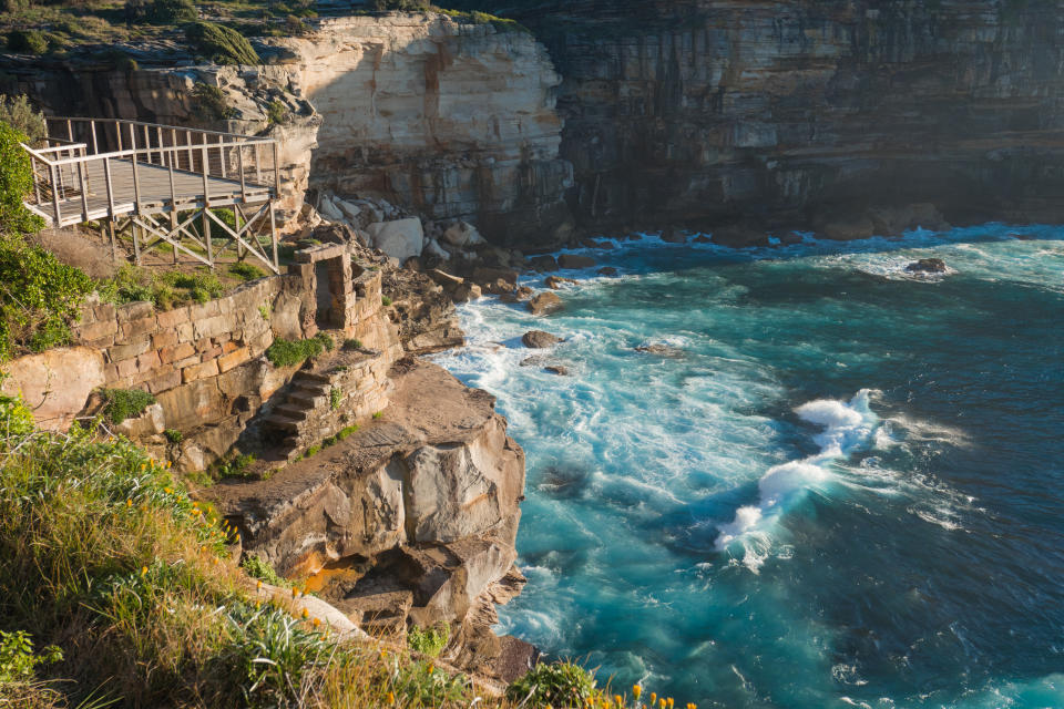 Rock cliff side at Diamond Bay, Sydney, Australia