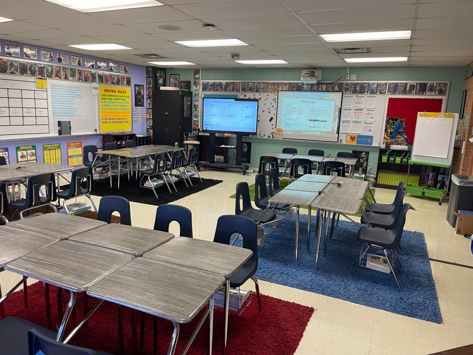 Middle school English teacher Kareem Wall, 31, said he worked hard to decorate his classroom for his students at the Paseo Academy of Fine and Performing Arts.