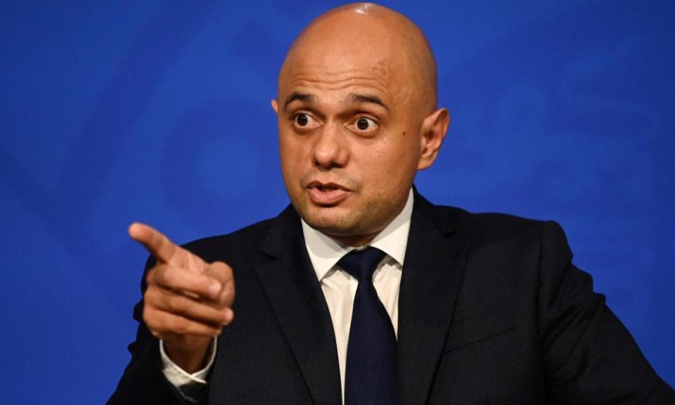 Health secretary Sajid Javid at the press conference last week.