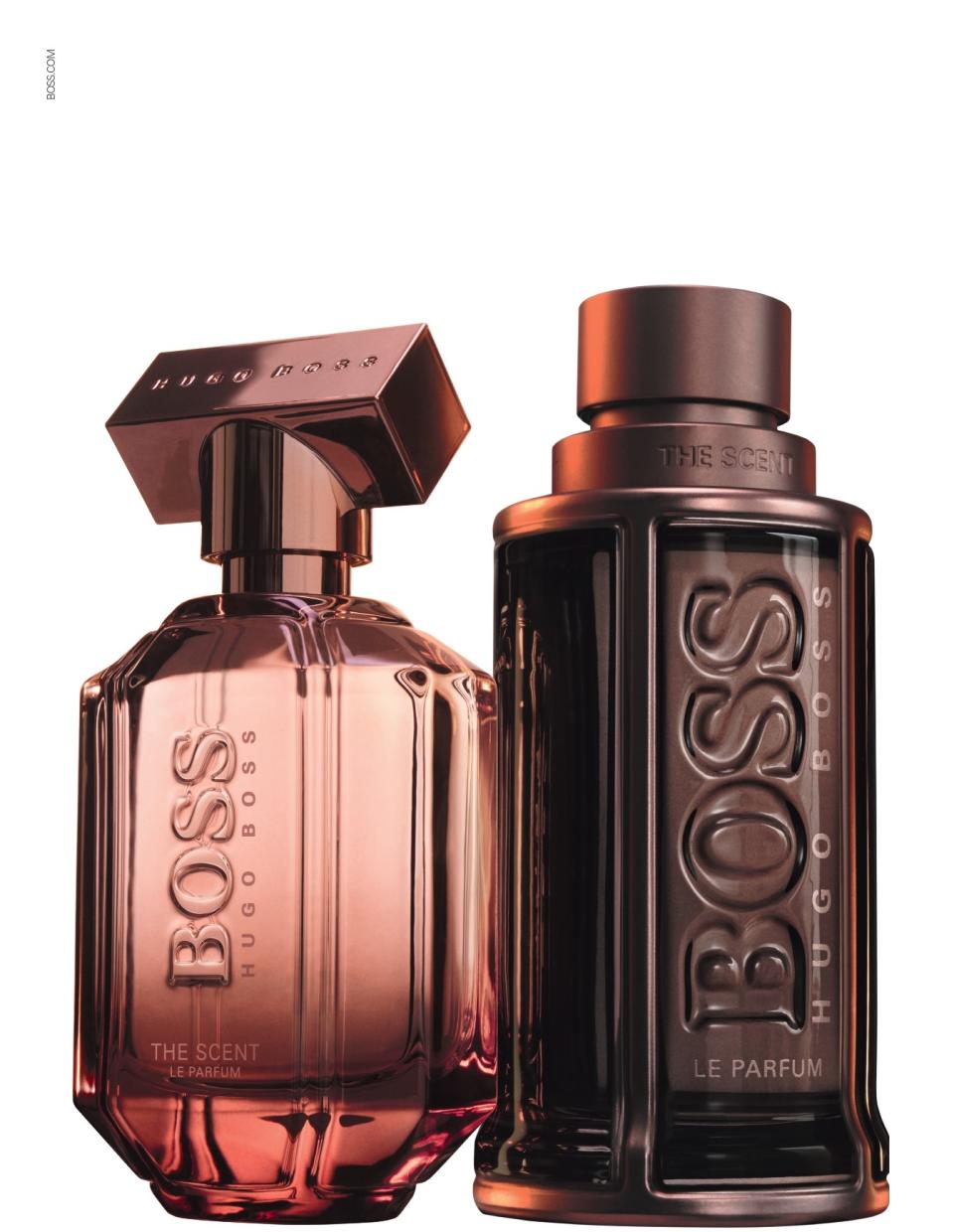 The new Boss The Scent fragrances, which launch on Jan. 15, along with a campaign starring Laura Harrier and Jacob Elordi.