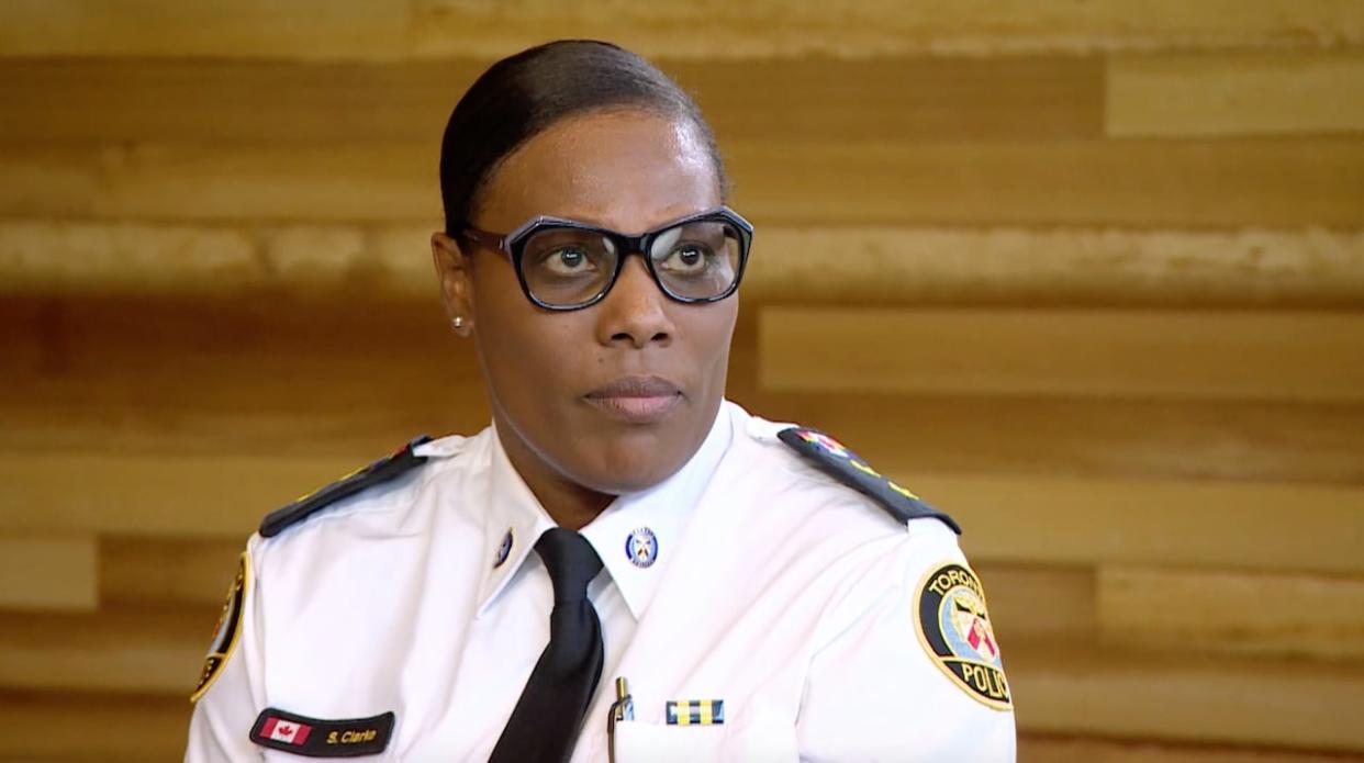 Toronto police Supt. Stacy Clarke has pleaded guilty to seven charges under the Police Services Act. The charges include three counts of breach of confidence, three counts of discreditable conduct and one count of insubordination. She testified at a police tribunal hearing on Wednesday. (CBC - image credit)