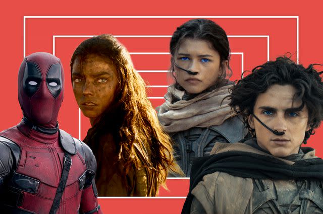 <p>Disney; Warner Bros</p> Ryan Reynolds as Deadpool; Anya Taylor-Joy in 'Furiosa'; Zendaya and Timothée Chalamet in 'Dune: Part Two'