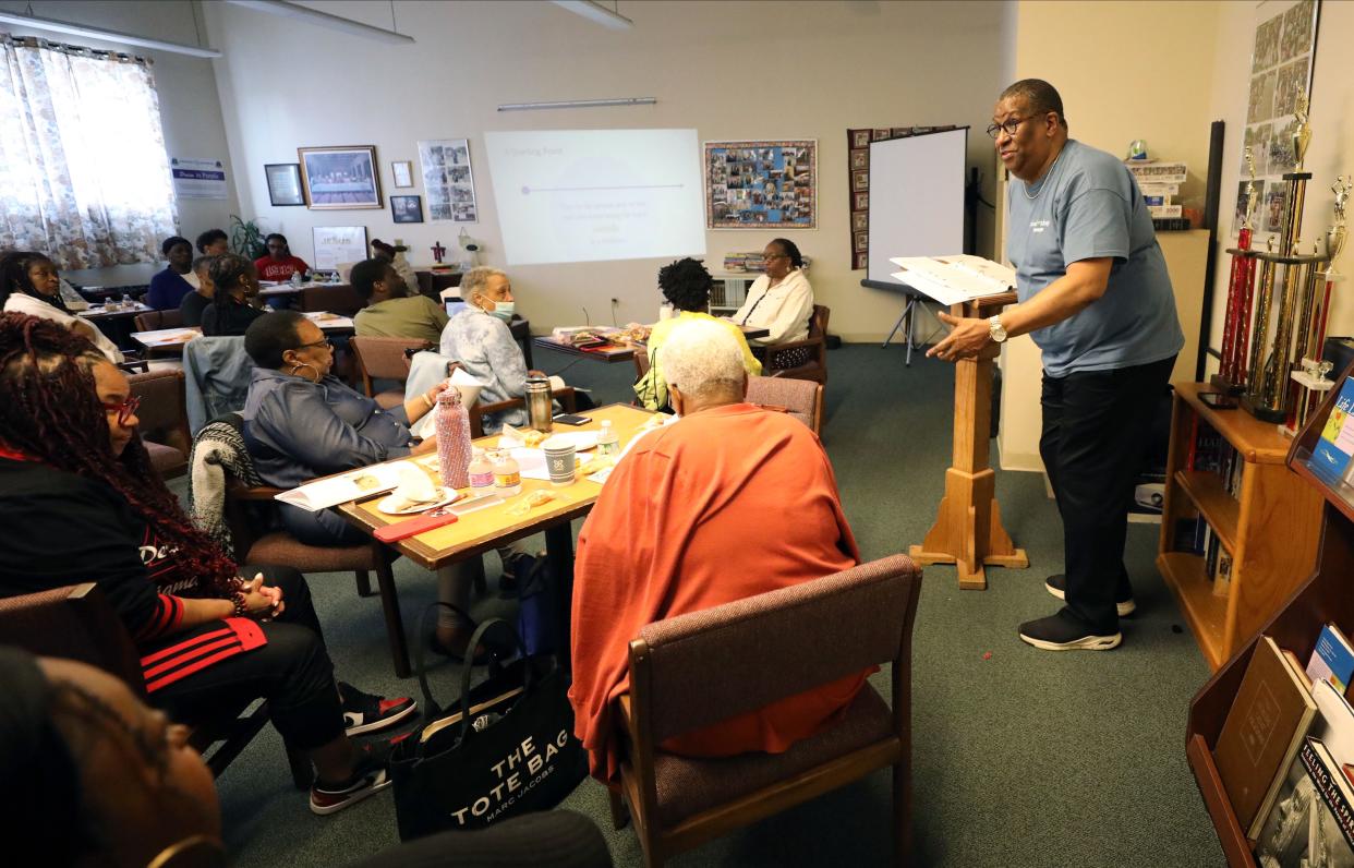 Rev. Erwin Trollinger, pastor of the Calvary Baptist Church in White Plains, is pictured May 4, 2024, during a workshop called Soul Shop, which trains leaders of faith communities to address issues related to mental health and suicide.