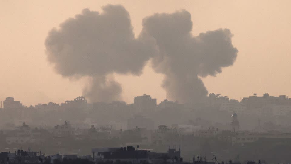 The view from Israel's southern city of Sderot shows smoke billowing during a Israeli strike on Gaza on October 22. - Jack Guez/AFP/Getty Images