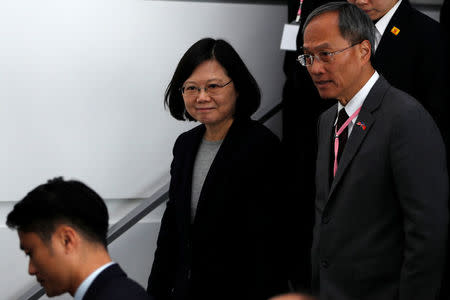 Taiwan President Tsai Ing-wen arrives for a luncheon during a stop-over after her visit to Latin America in Burlingame, California, U.S., January 14, 2017. REUTERS/Stephen Lam