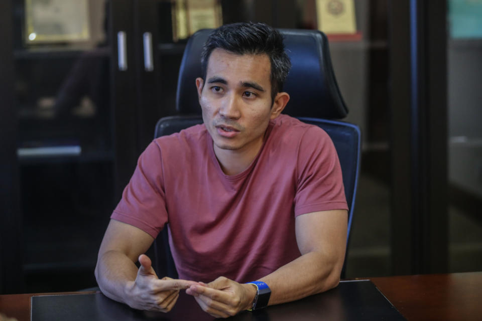 Umno information chief Shahril Hamdan speaks to Malay Mail during an interview in Menara Dato Onn, Kuala Lumpur June 11, 2020. — Picture by Firdaus Latif