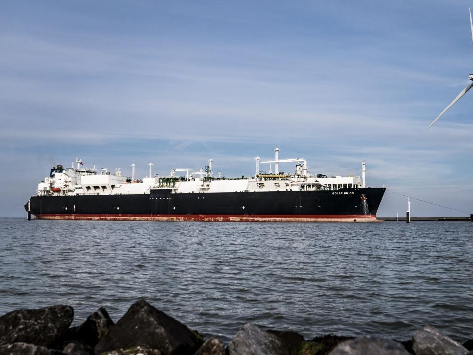 LNG (liquefied natural gas) tanker 'Golar Igloo' arrives in the port of Eemshaven, north of Groningen, on September 4, 2022.