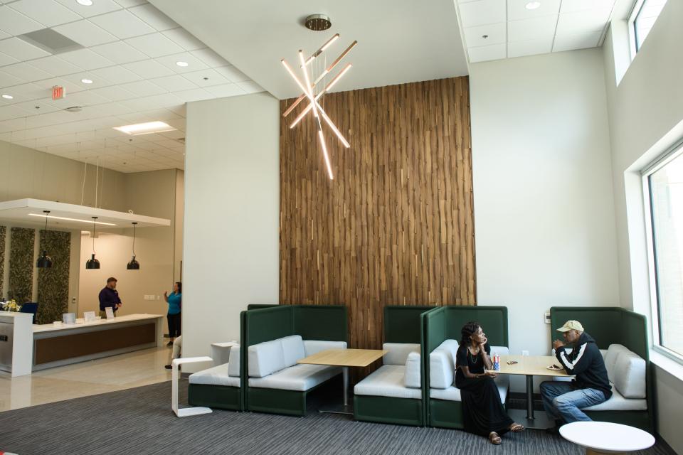 The lounge area at the newly completed Bill Crisp Senior Center at 7560 Raeford Road.