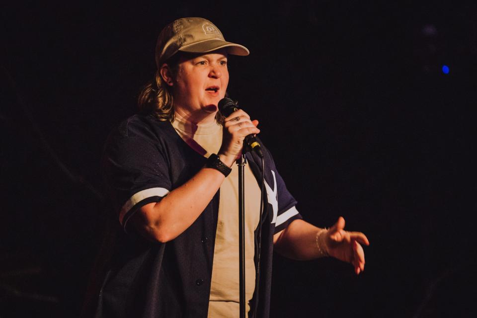 Molly Kearney performs during the 2023 Moontower Just for Laughs comedy festival.