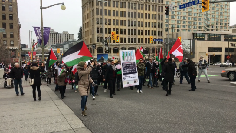 Palestinians in Ottawa rally against Trump's support of Jerusalem